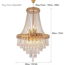 Moderne kristallen kroonluchter, eigentijdse elegante plafondlamp, duplex trap