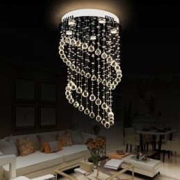 Moderne kristallen kroonluchter ronde regendruppel plafondlamp