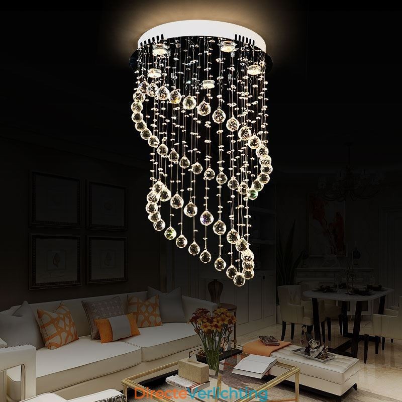 Moderne kristallen kroonluchter ronde regendruppel plafondlamp