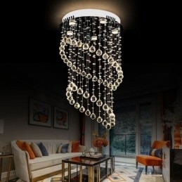Moderne kristallen kroonluchter ronde regendruppel plafondlamp
