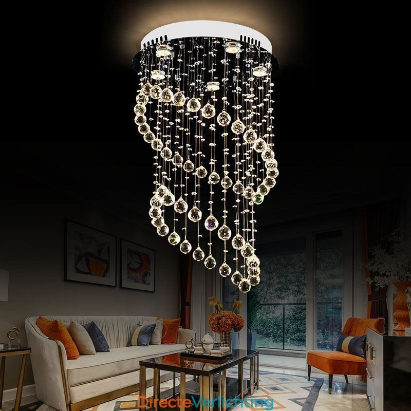 Moderne kristallen kroonluchter ronde regendruppel plafondlamp