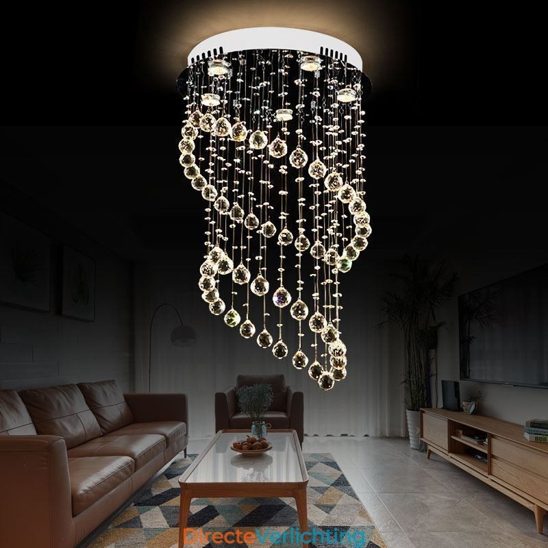 Moderne kristallen kroonluchter ronde regendruppel plafondlamp