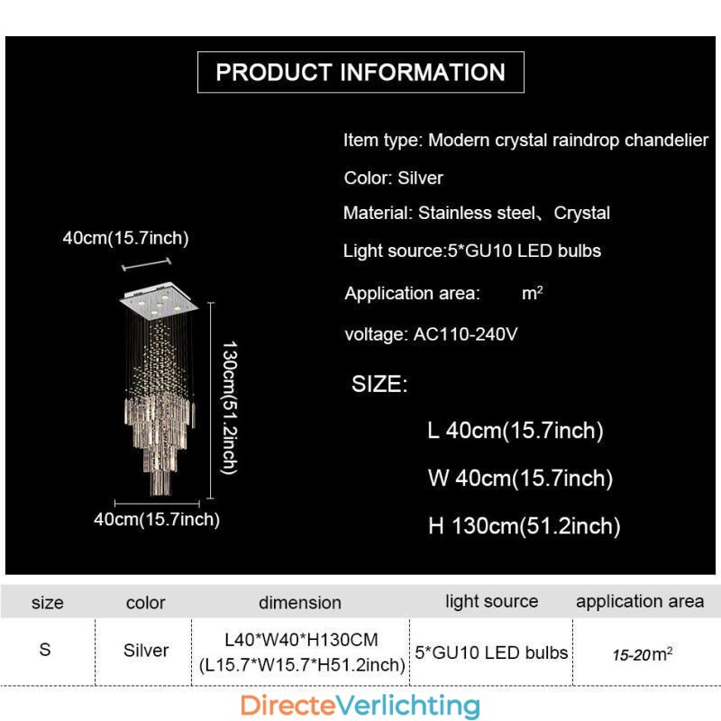 Moderne vierkante kristallen kroonluchter, eigentijdse elegante plafondlamp, duplex trap
