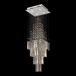 Moderne vierkante kristallen kroonluchter, eigentijdse elegante plafondlamp, duplex trap