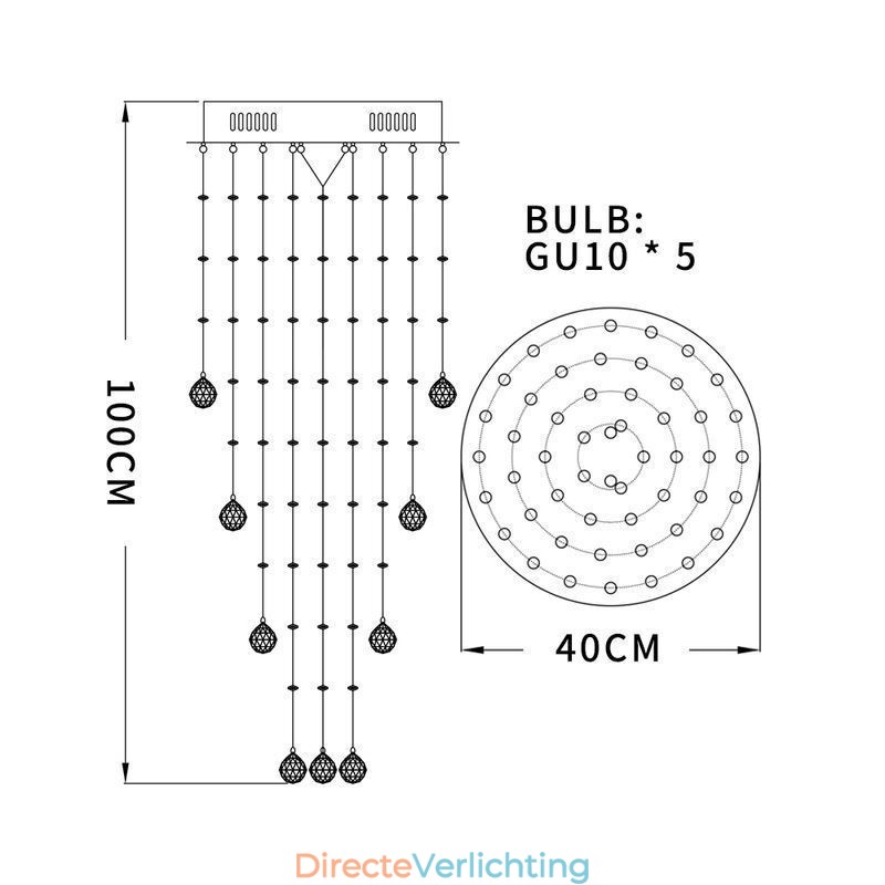 Kristallen kroonluchter eigentijds elegant plafondlamp armatuur duplex trap