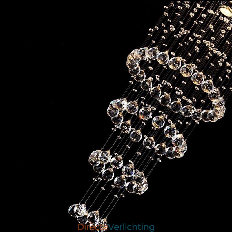 Kristallen kroonluchter eigentijds elegant plafondlamp armatuur duplex trap
