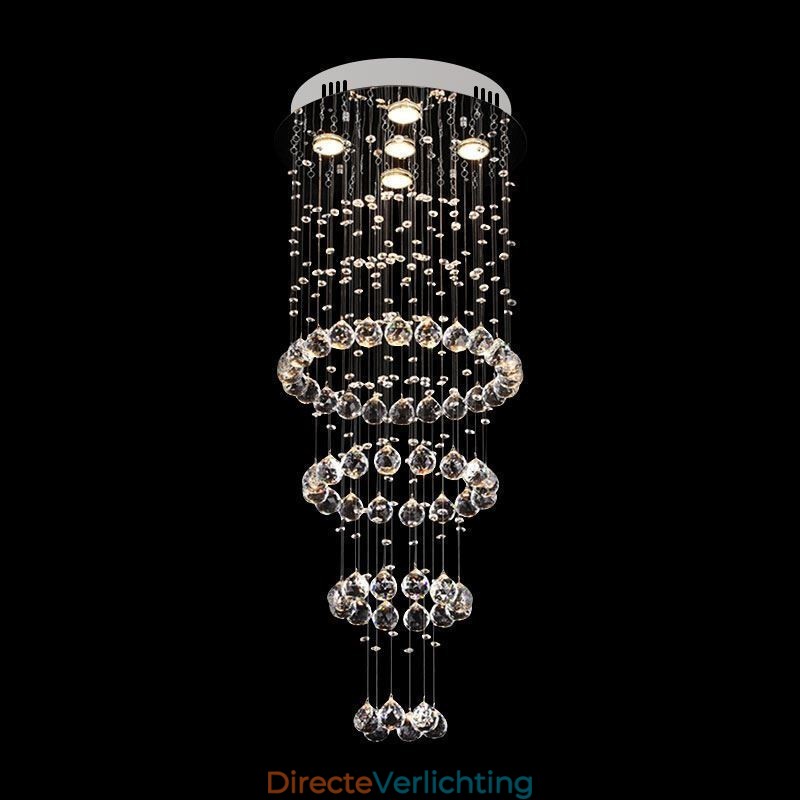 Kristallen kroonluchter eigentijds elegant plafondlamp armatuur duplex trap