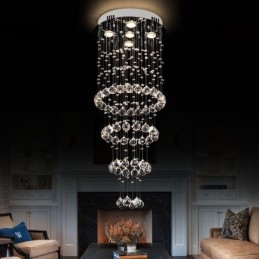 Kristallen kroonluchter eigentijds elegant plafondlamp armatuur duplex trap