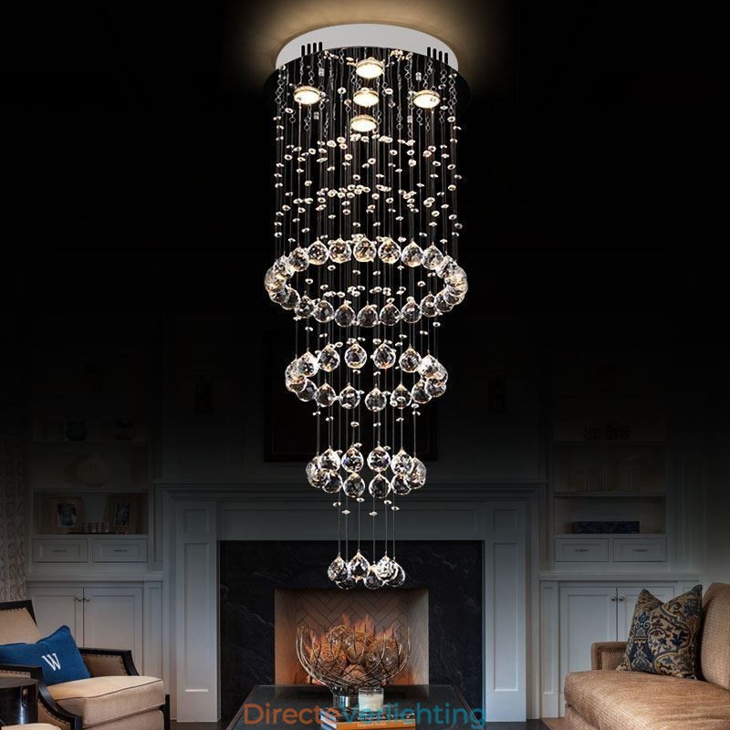 Kristallen kroonluchter eigentijds elegant plafondlamp armatuur duplex trap