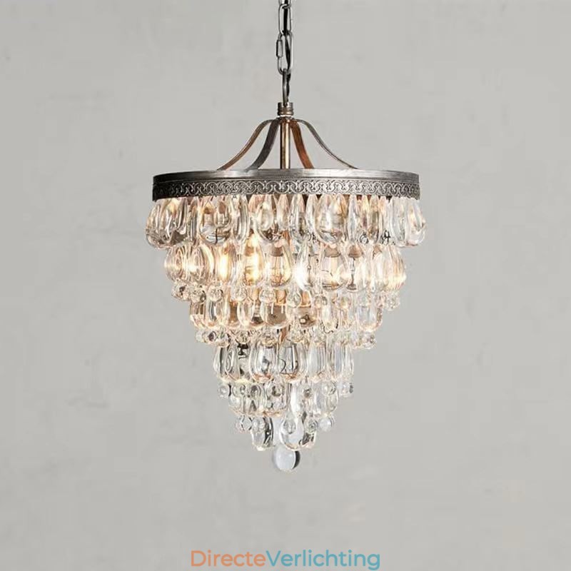 Amerikaanse Kristallen Plafondlamp Landelijke Retro Ronde Hanglamp