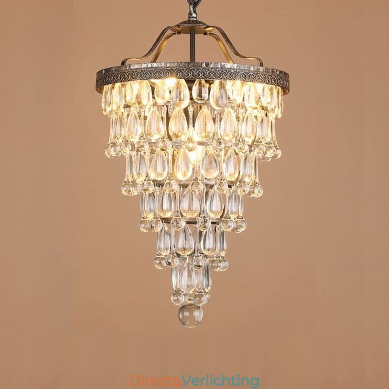 Amerikaanse Kristallen Plafondlamp Landelijke Retro Ronde Hanglamp