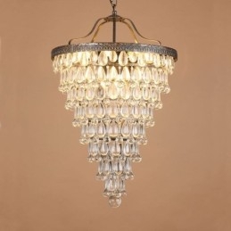 Amerikaanse Kristallen Plafondlamp Landelijke Retro Ronde Hanglamp