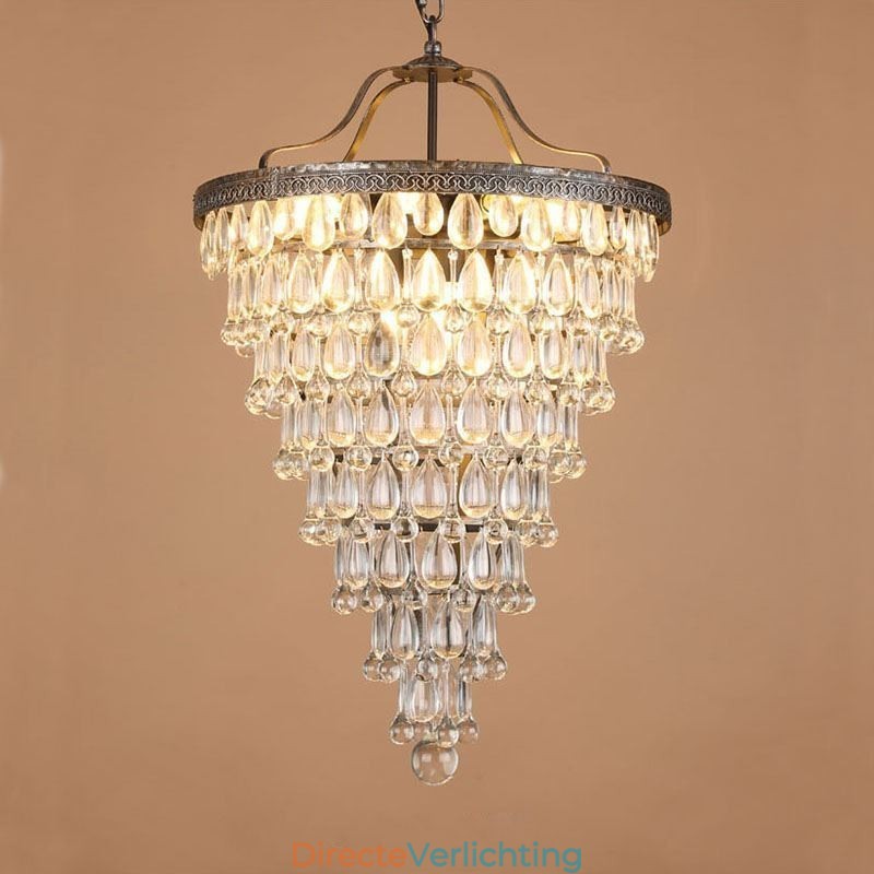 Amerikaanse Kristallen Plafondlamp Landelijke Retro Ronde Hanglamp