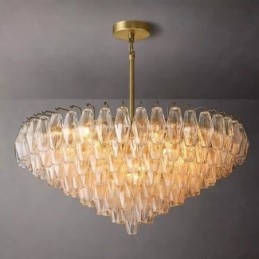 Amerikaanse hanglamp glazen plafondlamp amber transparant 90cm 14 lampen