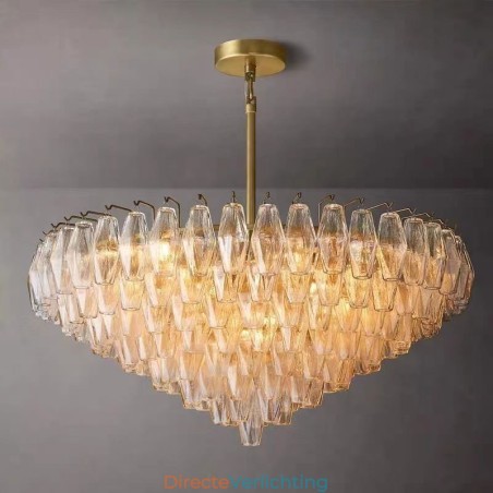 Amerikaanse hanglamp glazen plafondlamp amber transparant 90cm 14 lampen Amerikaanse hanglamp glazen plafondlamp amber transparant 90cm 14 lampen