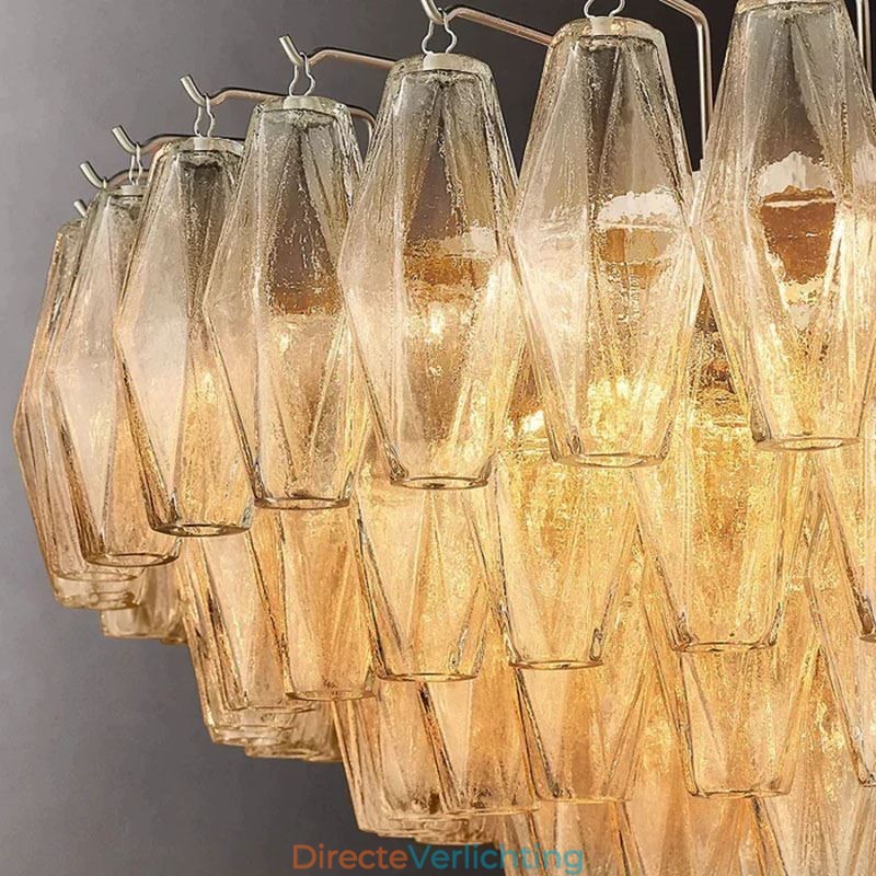 Amerikaanse hanglamp glazen plafondlamp amber transparant 90cm 14 lampen