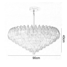 Amerikaanse hanglamp glazen plafondlamp amber transparant 90cm 14 lampen