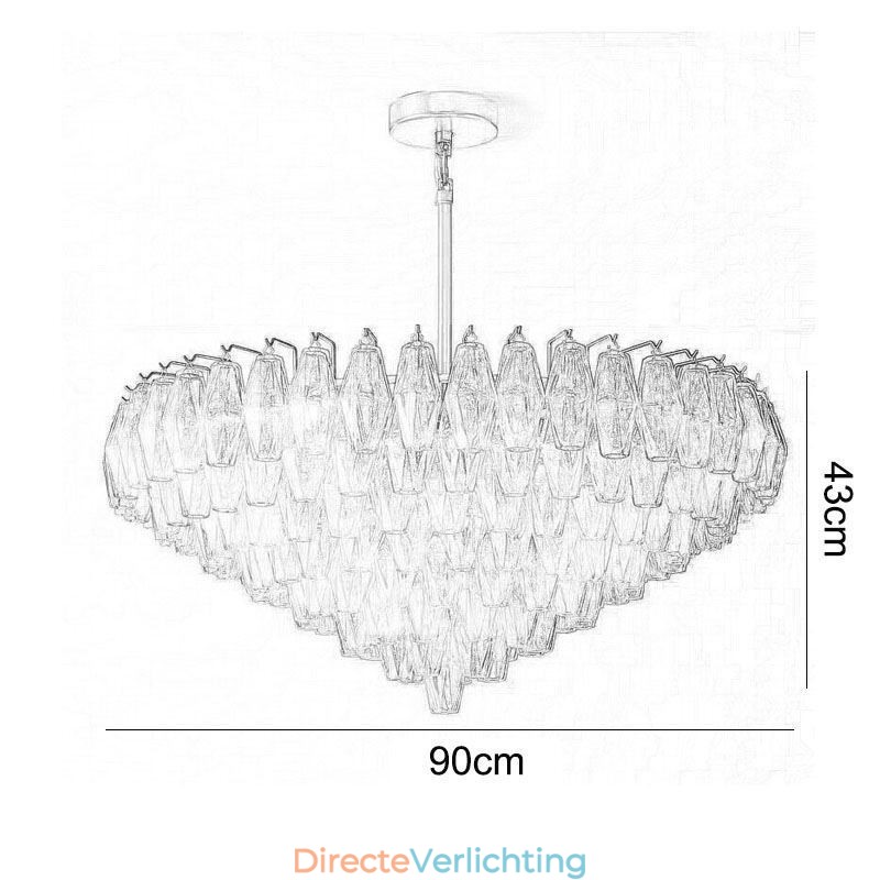 Amerikaanse hanglamp glazen plafondlamp amber transparant 90cm 14 lampen