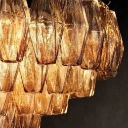 Amerikaanse hanglamp glazen plafondlamp amber transparant 90cm 14 lampen