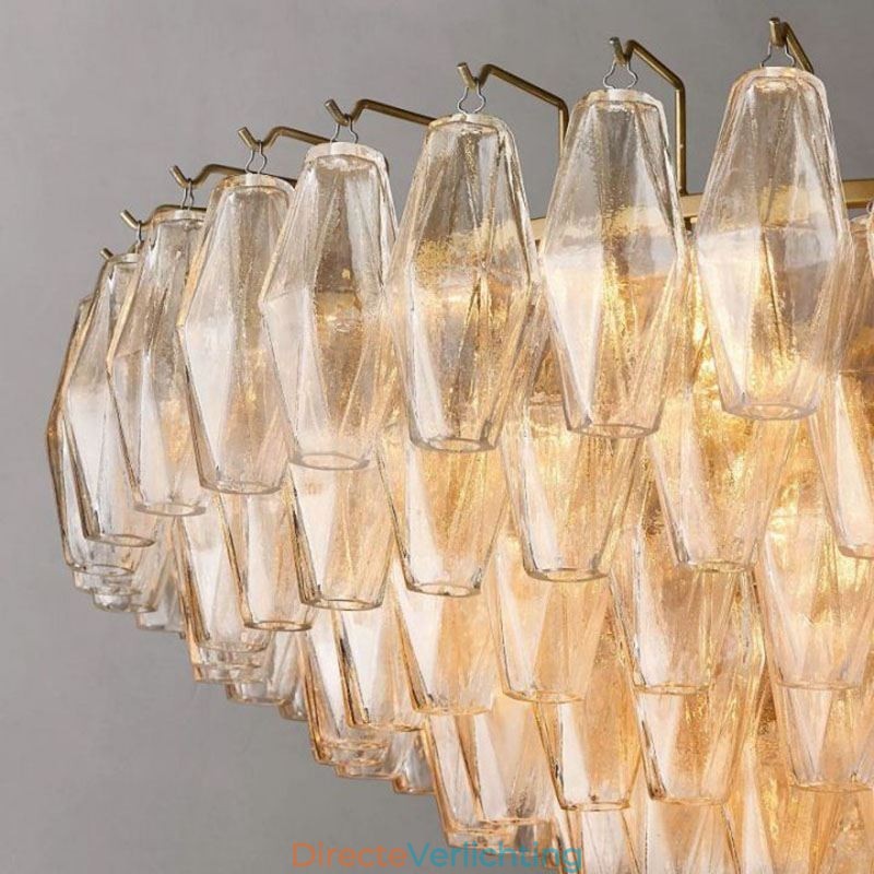 Amerikaanse hanglamp glazen plafondlamp amber transparant 90cm 14 lampen