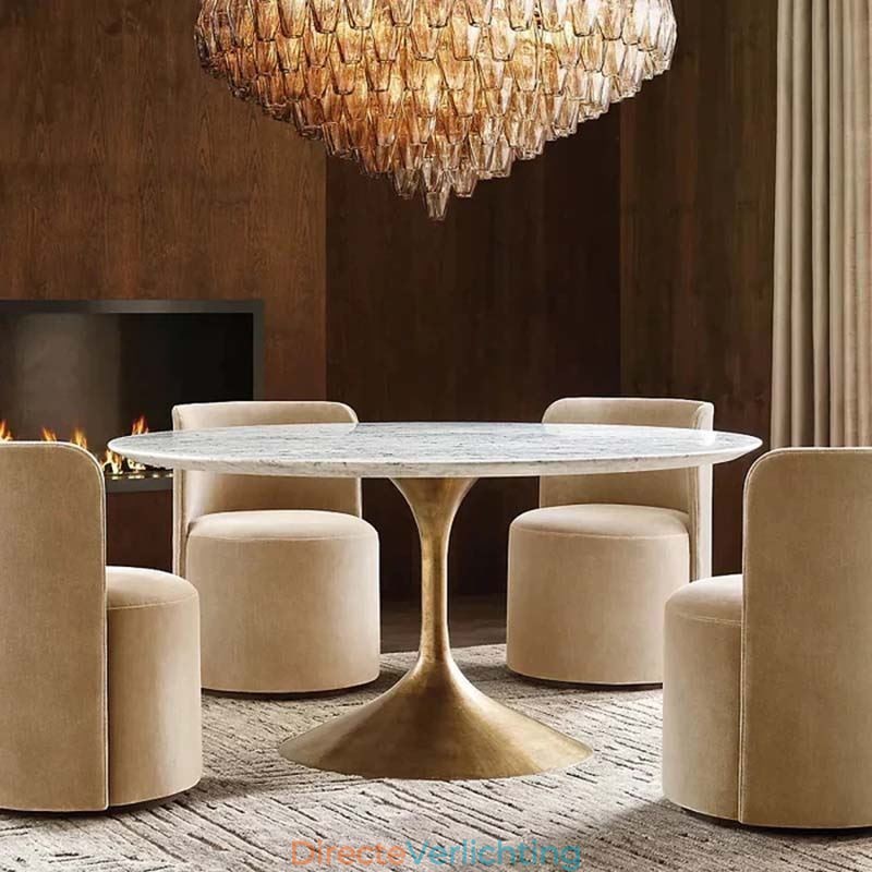Amerikaanse hanglamp glazen plafondlamp amber transparant 90cm 14 lampen