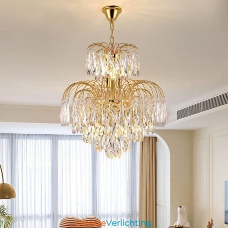 Kristallen hanglamp, eigentijdse duplex decoratieve plafondlamp Kristallen hanglamp, eigentijdse duplex decoratieve plafondlamp
