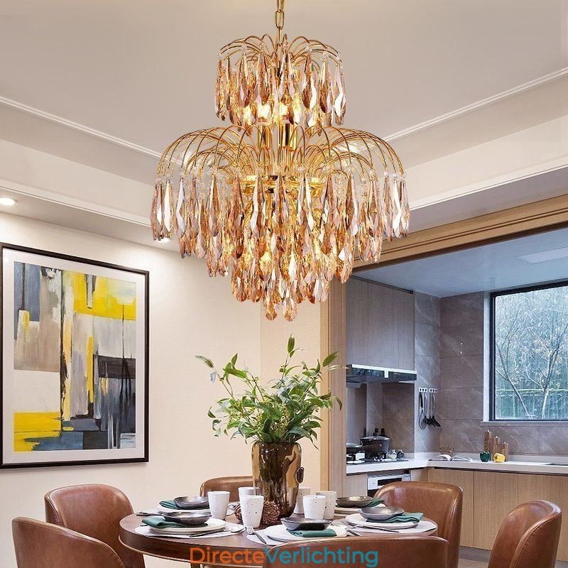 Kristallen hanglamp, eigentijdse duplex decoratieve plafondlamp