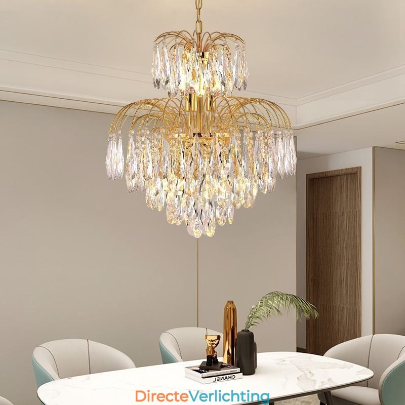 Kristallen hanglamp, eigentijdse duplex decoratieve plafondlamp