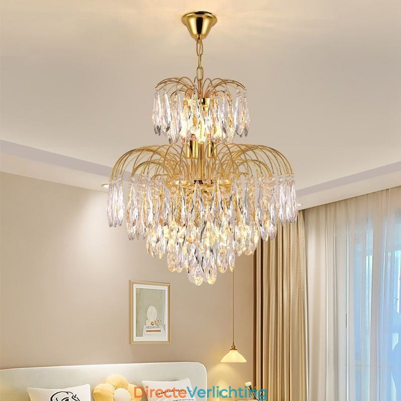 Kristallen hanglamp, eigentijdse duplex decoratieve plafondlamp