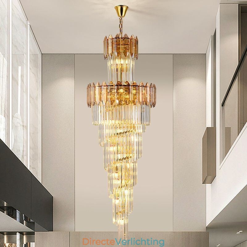 Taps toelopende kristallen hanglamp Luxe duplex decoratieve plafondlamp