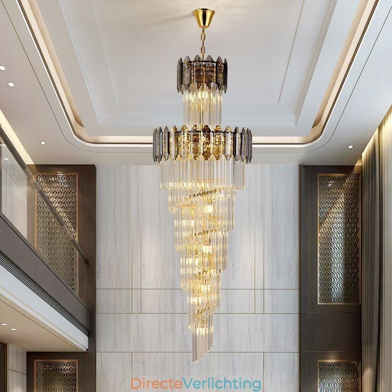 Taps toelopende kristallen hanglamp Luxe duplex decoratieve plafondlamp