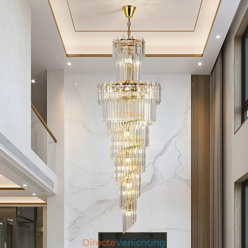 Taps toelopende kristallen hanglamp Luxe duplex decoratieve plafondlamp