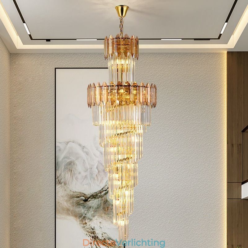 Taps toelopende kristallen hanglamp Luxe duplex decoratieve plafondlamp