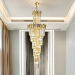 Taps toelopende kristallen hanglamp duplex decoratieve plafondlamp