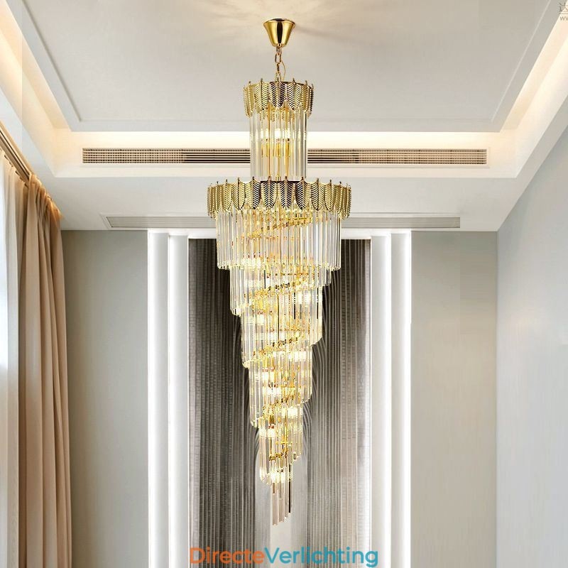 Taps toelopende kristallen hanglamp duplex decoratieve plafondlamp