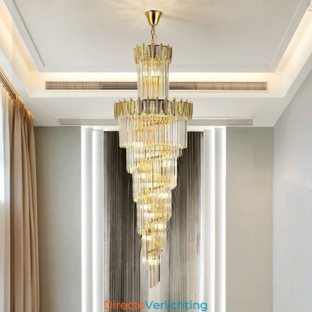 Taps toelopende kristallen hanglamp duplex decoratieve plafondlamp Taps toelopende kristallen hanglamp duplex decoratieve plafondlamp