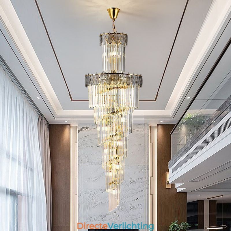 Taps toelopende kristallen hanglamp duplex decoratieve plafondlamp