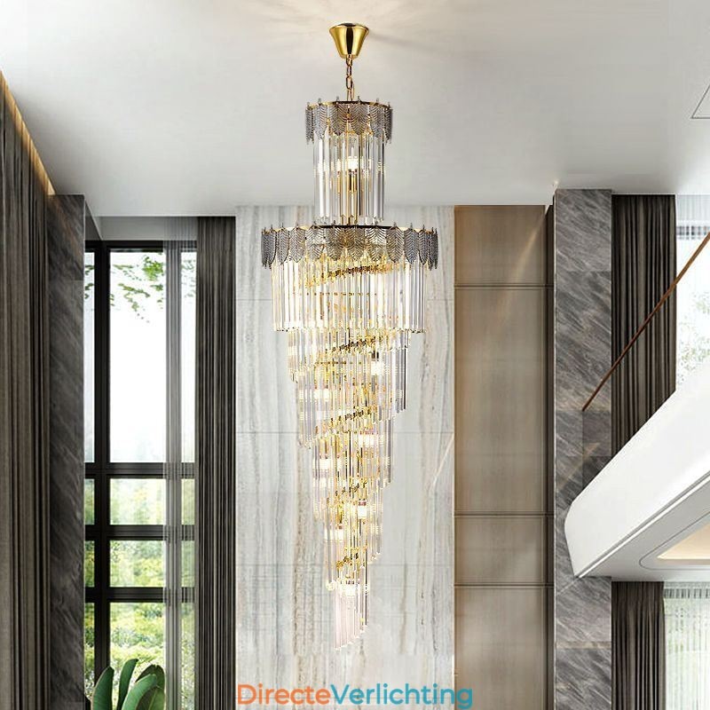 Taps toelopende kristallen hanglamp duplex decoratieve plafondlamp