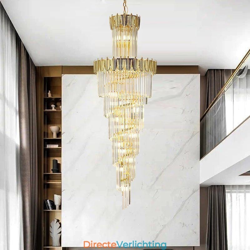 Taps toelopende kristallen hanglamp duplex decoratieve plafondlamp