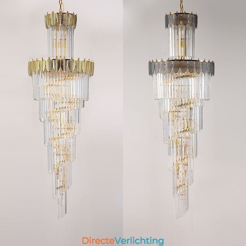 Taps toelopende kristallen hanglamp duplex decoratieve plafondlamp