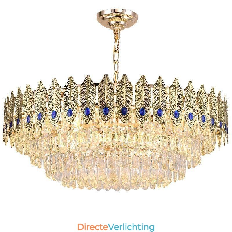Gouden Veer Kristallen Hanglamp Duplex Decoratieve Plafondlamp