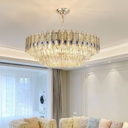 Gouden Veer Kristallen Hanglamp Duplex Decoratieve Plafondlamp