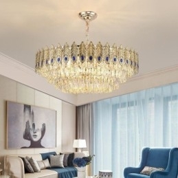 Gouden Veer Kristallen Hanglamp Duplex Decoratieve Plafondlamp