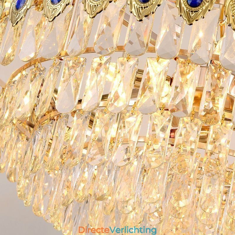 Gouden Veer Kristallen Hanglamp Duplex Decoratieve Plafondlamp
