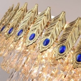Gouden Veer Kristallen Hanglamp Duplex Decoratieve Plafondlamp