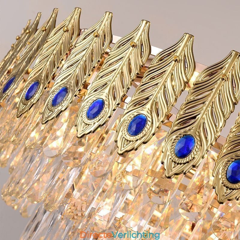 Gouden Veer Kristallen Hanglamp Duplex Decoratieve Plafondlamp