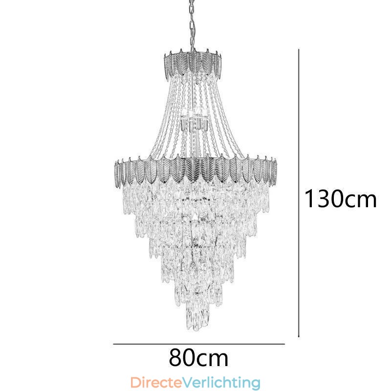 Taps toelopende kristallen hanglamp, opvallende decoratieve plafondlamp in duplexvorm