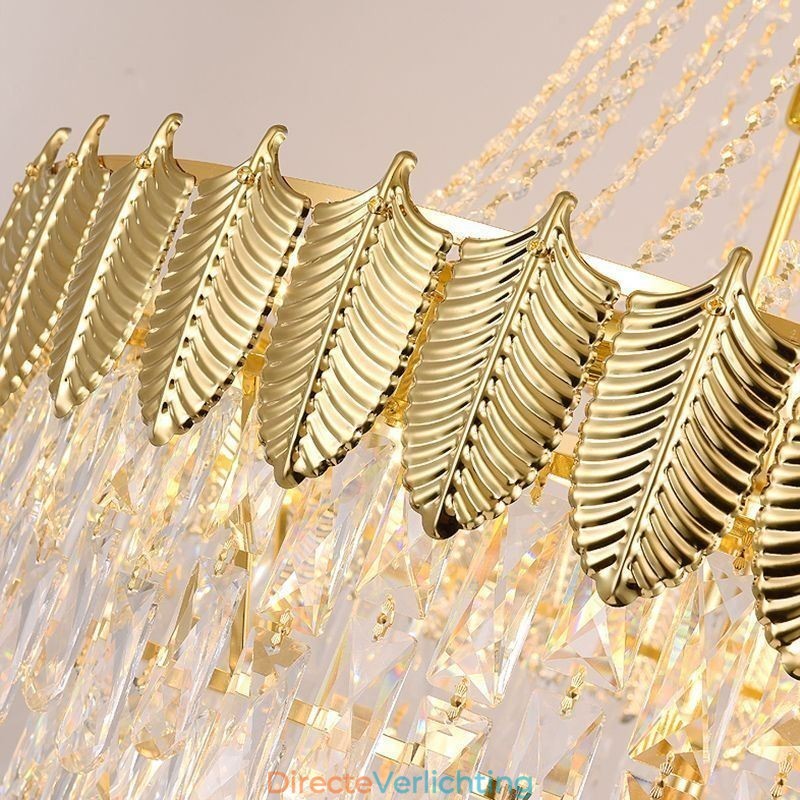 Taps toelopende kristallen hanglamp, opvallende decoratieve plafondlamp in duplexvorm