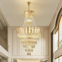 Taps toelopende kristallen hanglamp Prachtige duplex decoratieve plafondlamp