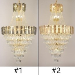 Taps toelopende kristallen hanglamp Prachtige duplex decoratieve plafondlamp